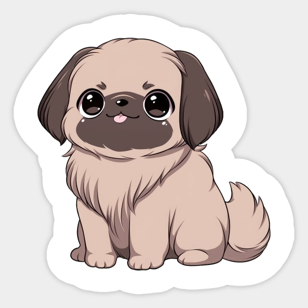 Pekingese Sitting with Big Eyes Sticker by SundayDonuts